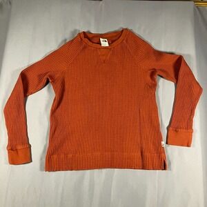 The North Face Women's Small Waffle Knit Thermal Shirt Orange Long Sleeve Top